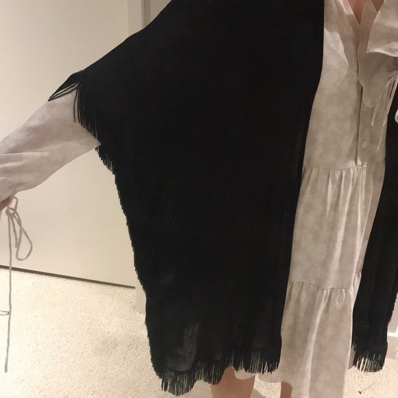 F21 cotton black coverup with fringe detail - Picture 5 of 7